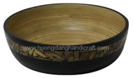 Salad bowl with incrusted bamboo