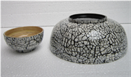 set of bowls with eggshell inlay