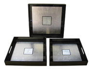 set of 3 square trays with hole handles	