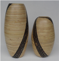 set of 2 vases with coconut inlay