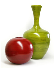 set of 2 bamboo vases