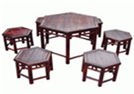 set of hexagon table & 6 stools