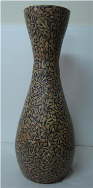 large vase with incrusted bamboo