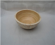 Round bowl with incrusted bamboo