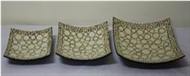 set of 3 square plates with incrusted bamboo