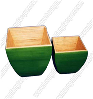 set of 2 bamboo square vases