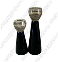 set of 2 bamboo square vases