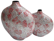 set of 2 low vases with eggshell