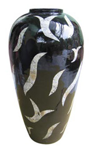 vase black zebra eggshell