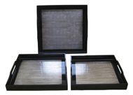 set of 3 square trays with hole handles	