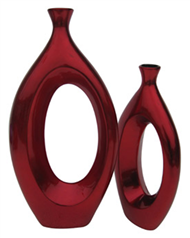 set of 2 lacquer vases 