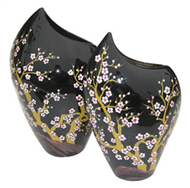 set of 2 lacquer vases